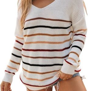 Striped color block sweater